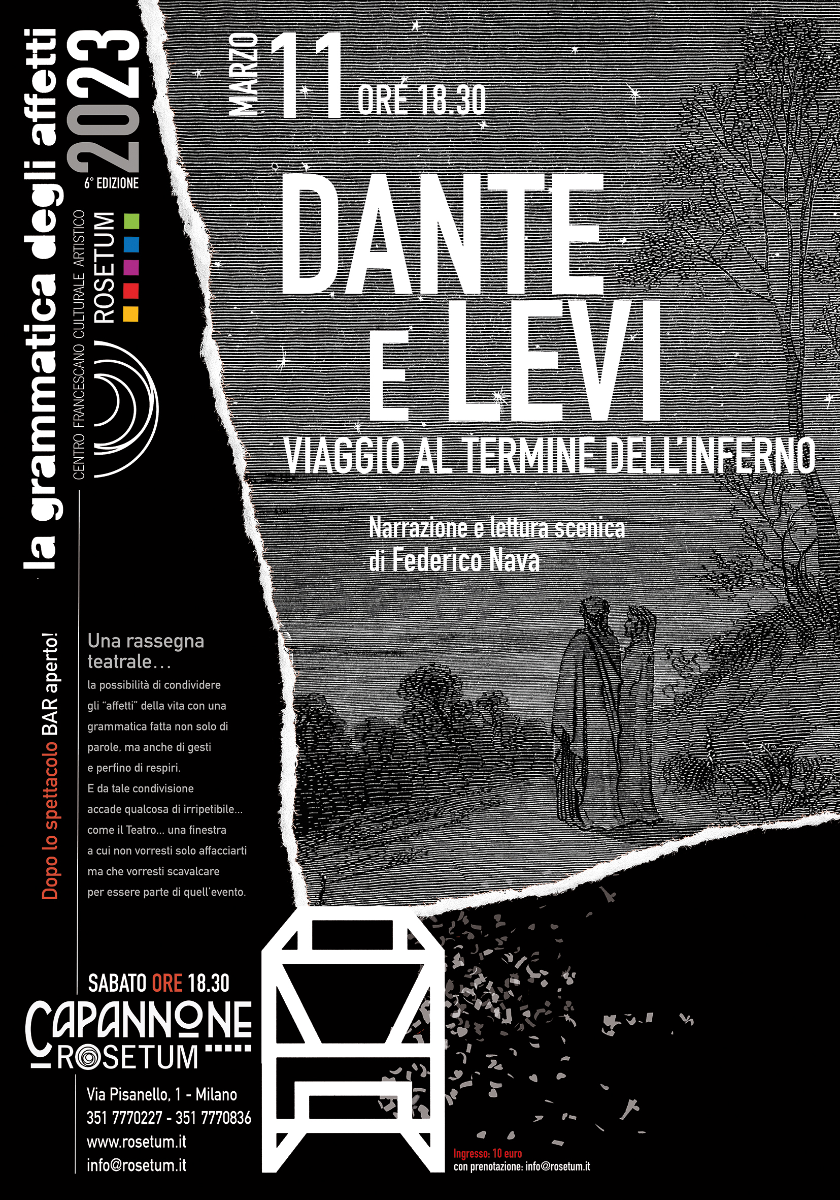 11 marzo ore 18.30 “Dante e Levi: viaggio al termine dell’inferno” Narrazione e lettura scenica di Federico Nava