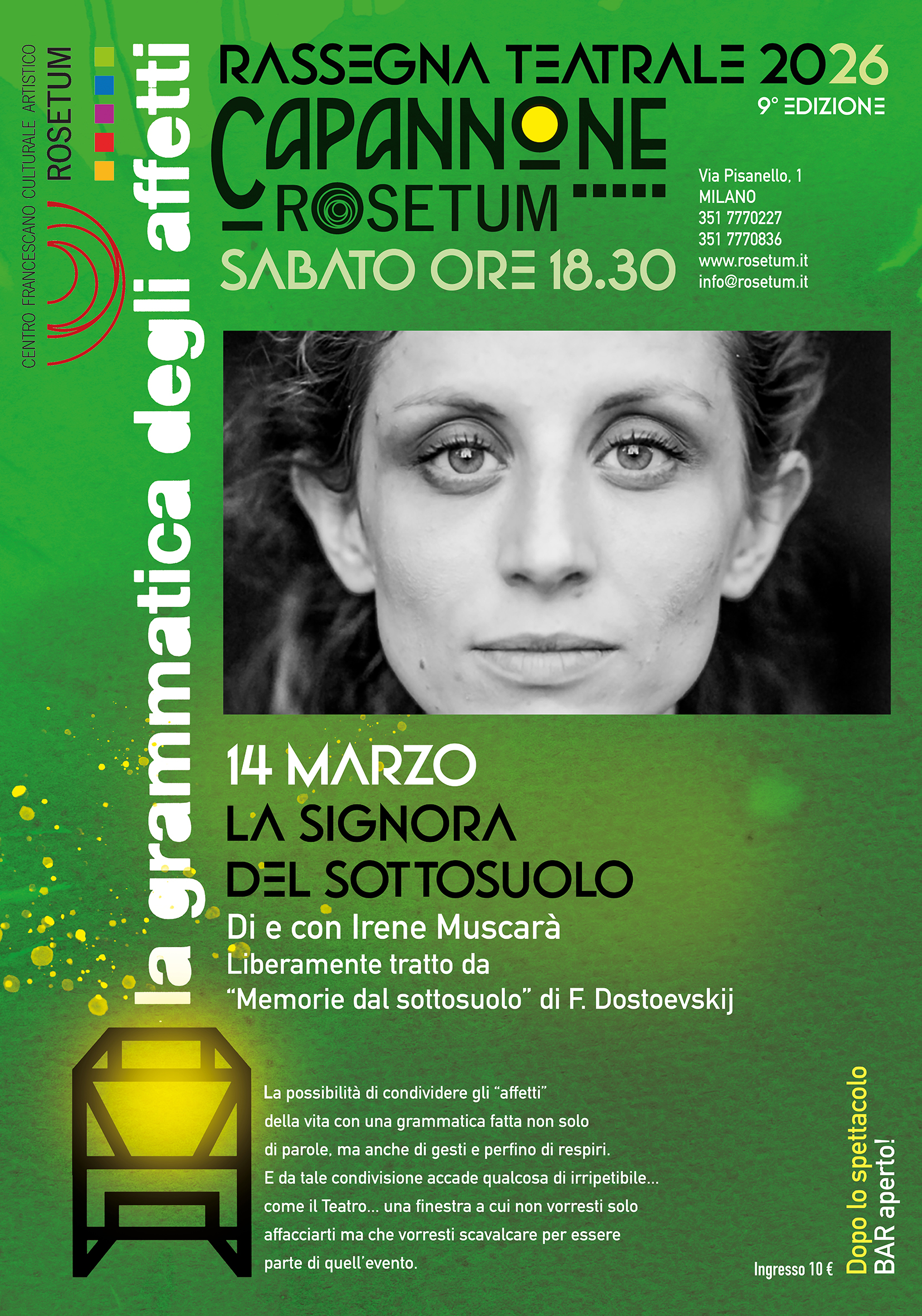 spettacolo 14 marzo con Irene Muscarà